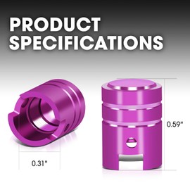 DNA MOTORING 15mm Valve Stem Caps Piston Style Anodized Aluminum Tire Valve Stem Covers, for Most Vehicles, 4 pcs/Pack, 12mm Dia, Purple, VCAP-ZTL-9010-PP