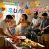 Hello Summer Banner,Summer Party Decorations with Flamingo Pattern Summer Garland