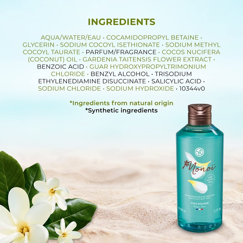 Yves Rocher Monoi Gentle Hair & Body Wash – 13.5
