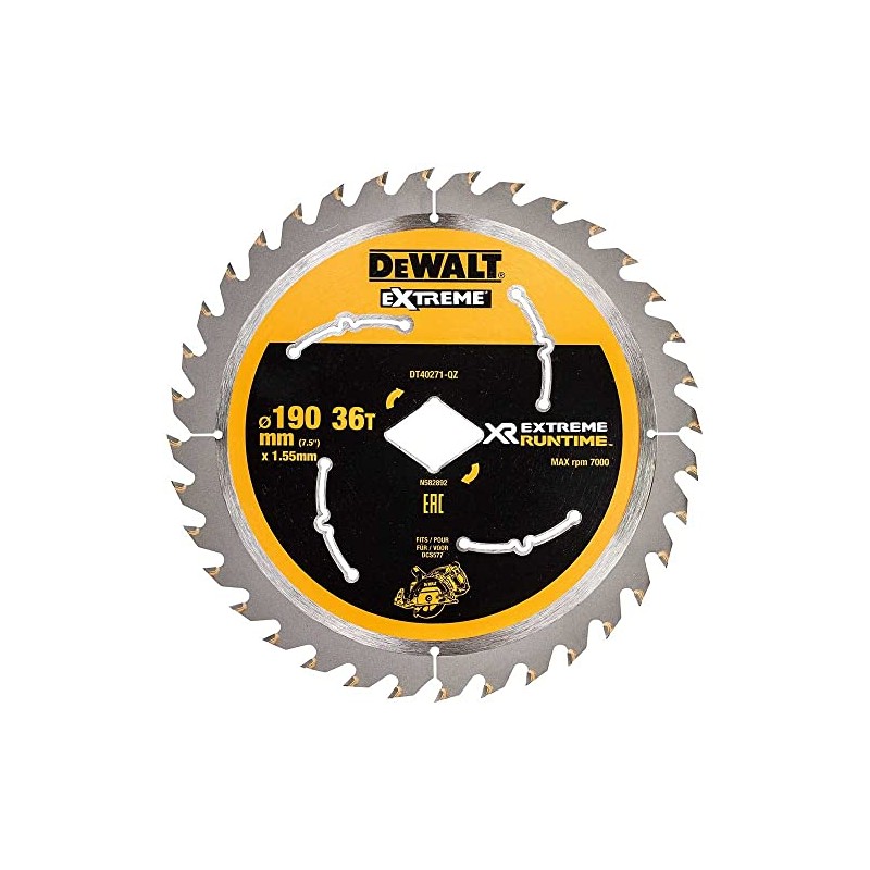 DEWALT DT40271 190mm 36 Tooth Diamond Bore Blade for Dcsdcs577