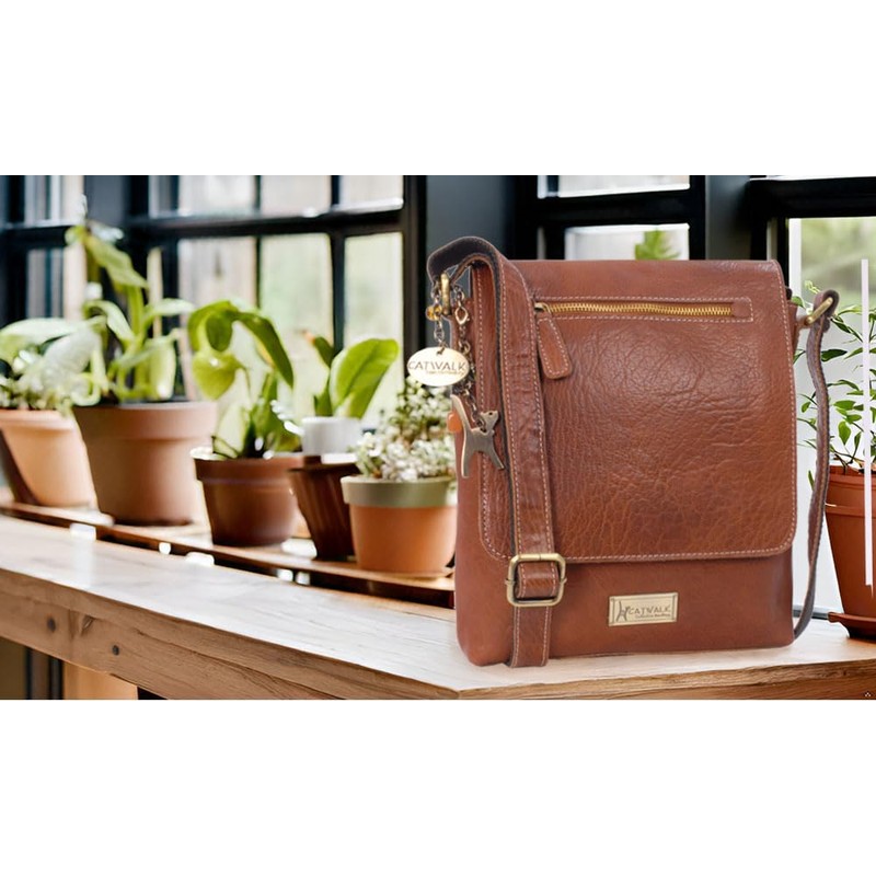Catwalk Collection Handbags - Women's Leather Anti Theft Crossbody Bag