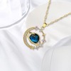 18K Gold Planet Necklace for Women Zirconia Chokers Necklace Moon