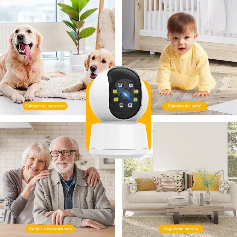 Cámara Seguridad 5mp*355°wifi Hd Led Monitoreo Llamadas Voz