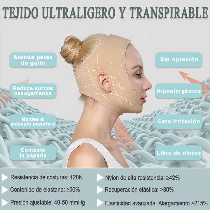 2pz Faja Mentonera Reduce Arruga Papada Y Adelgazante Facial