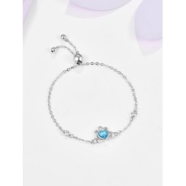 Dreamboat Claddagh Bracelet for Women Heart Bracelets Birthstone Bracelet Sterling Silver Adjustable Irish Jewelry Birthday Gift for Mom, Sterling Silver Silver Cubic Zirconia, Cubic Zirconia