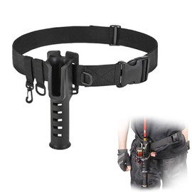Fishing Rod Holder Belt Adjustable, Fishing Rod Holder Belt, Fishing Wading Belt for Surf Casting, Adjustable Support Belt Belt, Portable Fishing Rod Insert, Outdoor Fishing Essential Tool, black