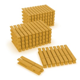 100 Pcs Colored Clothes Pins Wooden, Clothespins for Crafts 2.9 Inch, Clothing Pins for Hanging, Pictures, Classroom, Gold