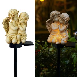 LAIAMER Solar Garden Angel Lights, Waterproof Outdoor Garden Angels Statue Decorations Angel Solar Lights for Cemetery Gravesite Grave Outside Yard Patio Lawn Porch (Baby Angel)