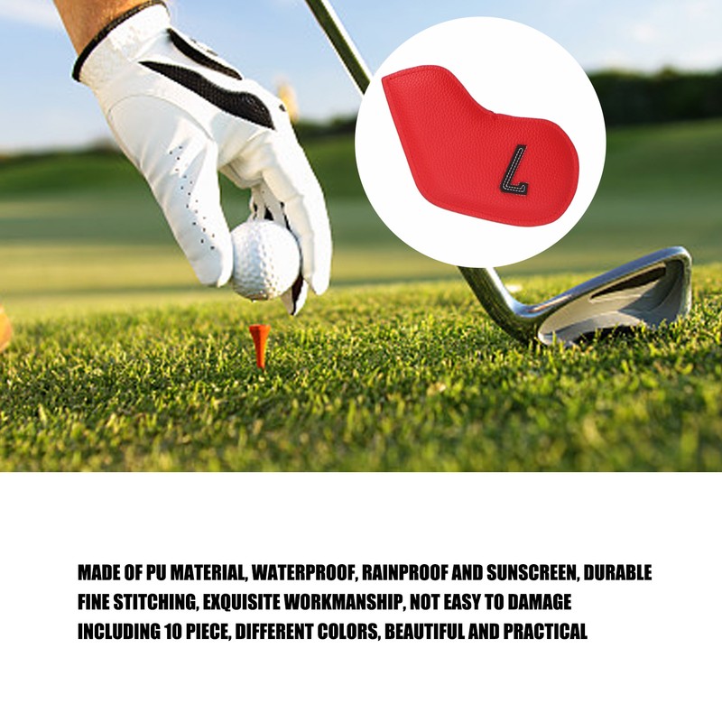 10PCS Golf Iron Head Cover Waterproof PU Numerical Golf Iron