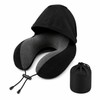 Hooded U-Shaped Memory Foam Travel Pillow, 9.84 × 9.06 ×