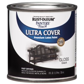 Rust-Oleum 1979730 Painter's Touch Latex Paint, Half Pint, Gloss Black, 8 Fl Oz (Pack of 6)