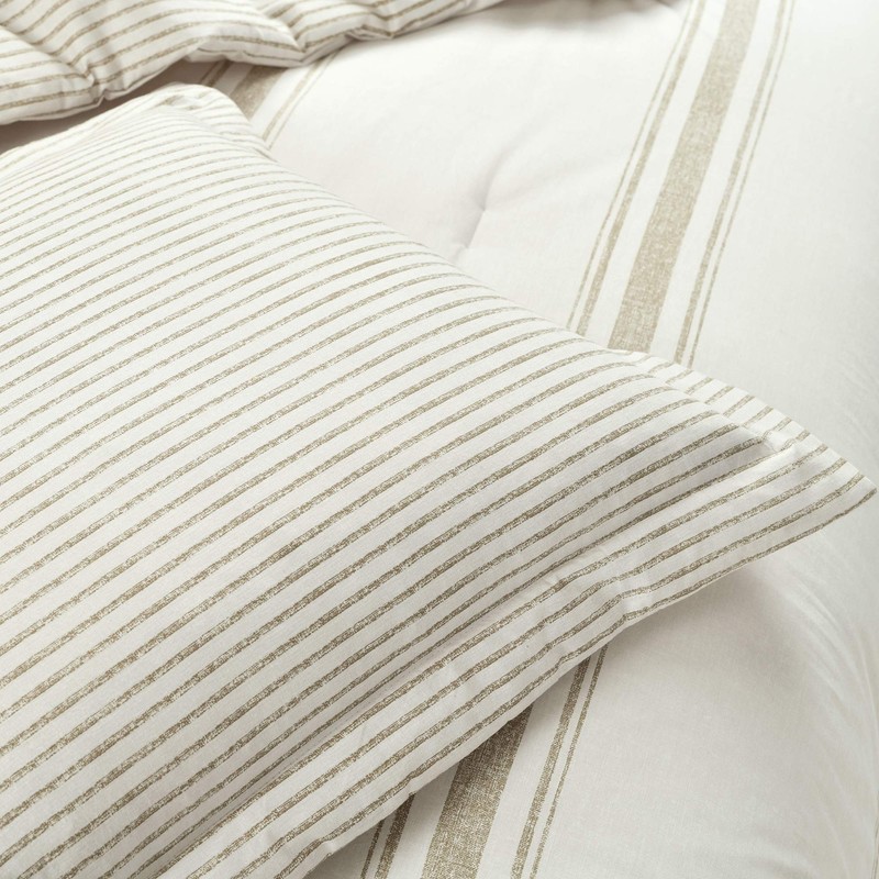 Lush Decor Comforter Farmhouse Stripe, Full/Queen, Neutral