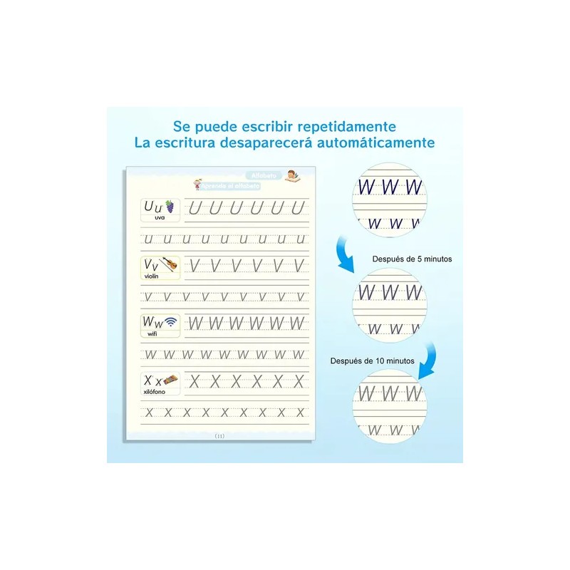 8 Cuadernos De Caligrafía Reutilizables Español20 Repuestos