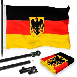UD_G128 Combo Pack: Flag Pole 6 FT Black Tangle Free & Germany German Ensign Flag 3x5 FT Printed 150D Polyester