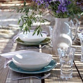 Casafina Ceramic Stoneware 5-Piece Place Setting Service for 1 - Fontana Collection, Turquoise | Microwave & Dishwasher Safe Dinnerware Set | Food Safe Glazing | Restaurant Quality Tableware