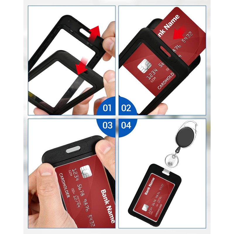 BelroseHom 3 Pack ID Badge Holder with Double-Sided Clear Windows,