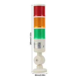 3 Layer Foldable LED Signal Tower Light, Industrial Warning Beacon with Alarm, 24 VDC, Green Colours Red Orange, Continuous Light for Workshop, Construction Site, Factory, CNC