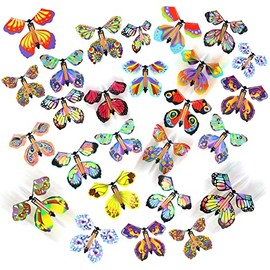 LOMIMOS 20 piezas Mariposas voladoras mágicas, juguete de mariposa a cuerda para niños, caja sorpresa explosión, regalo para bodas, cumpleaños, fiestas, tarjetas de felicitación (20 estilos)