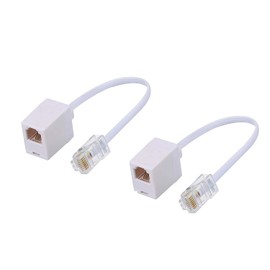RJ45-RJ11 Adapter, RJ45 to RJ11 Converter Connector Ethernet Adapter RJ45 8P8C Male to RJ11 6P4C Female M/F Cable 8 Poles to 6 Poles 4 Conductors (2 Pack, White)