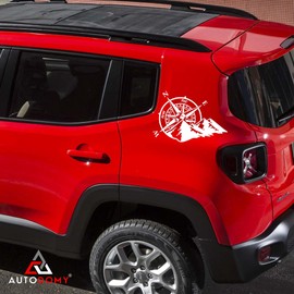 Autodomy Camper Van Decal Stickers Rose of The Winds World Sticker 27x19 cm | Motorhome Decals UK Easy Install | Campervan Sticker Rain and UV Resistant | White