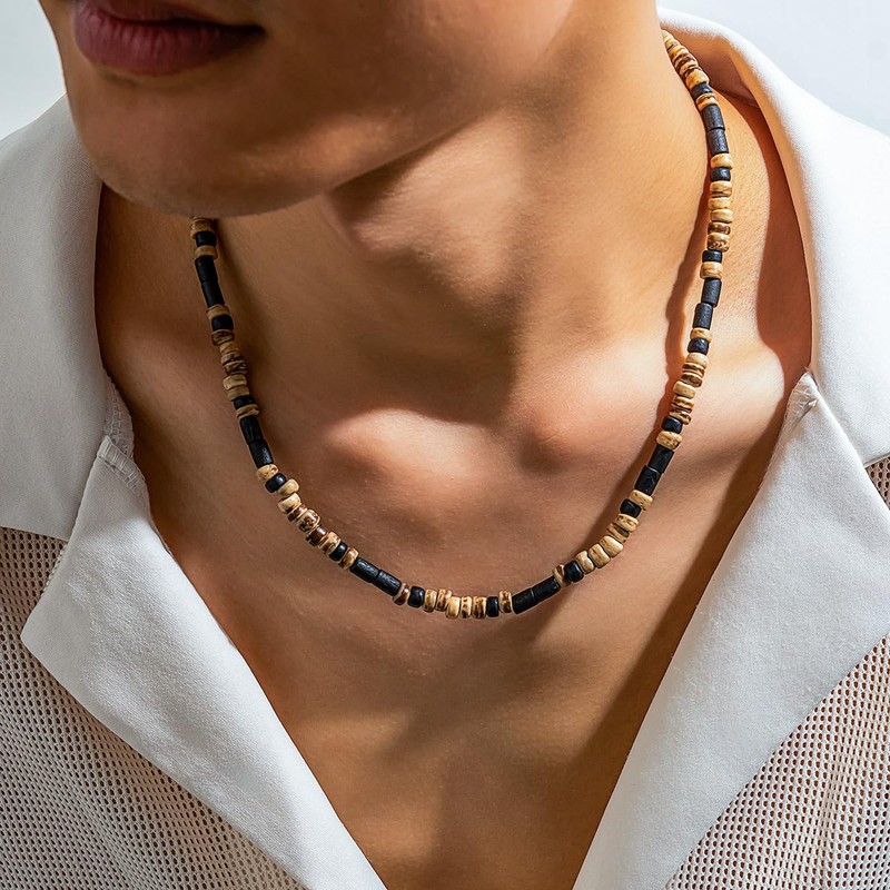 Bemous Surfer Choker Necklaces for Men Coconut Shell Necklace Summer