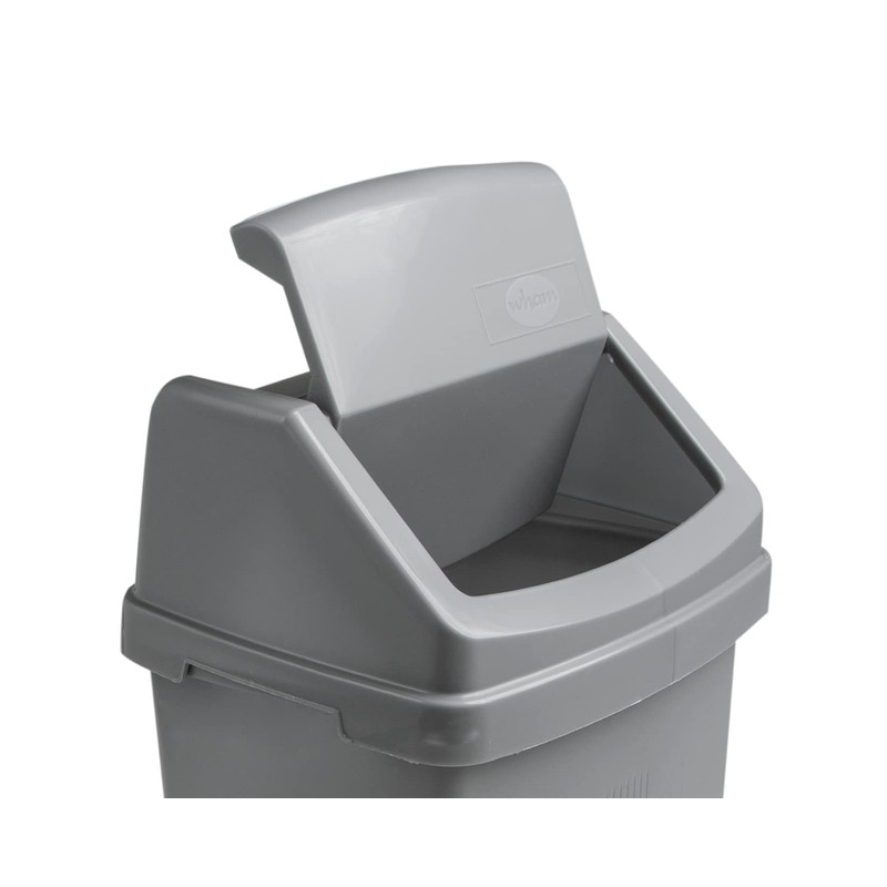Plastic Swing Bin with Swing Lid Silver Dustbin 8L Litre