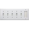 Stamped Steel Smooth White 6 Gang Wall Plate - 5 Toggle Switches 1 GFI/Rocker Opening