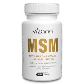 VIZANA NUTRITION | MSM + Ácido Hialurónico en Cápsulas HPMC Vegetarianas (120 Caps-840 mg)