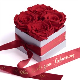 Flowerbox Happy Birthday – Rose box with infinity roses, durable 3 years – Birthday gift for women