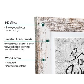 Califortree Rustic White 5x7 Picture Frame - Display Photos 4x6 with Mat or 5x7 Without Mat - Real Glass Frames for Wall and Tabletop - Set of 2 | Califortree