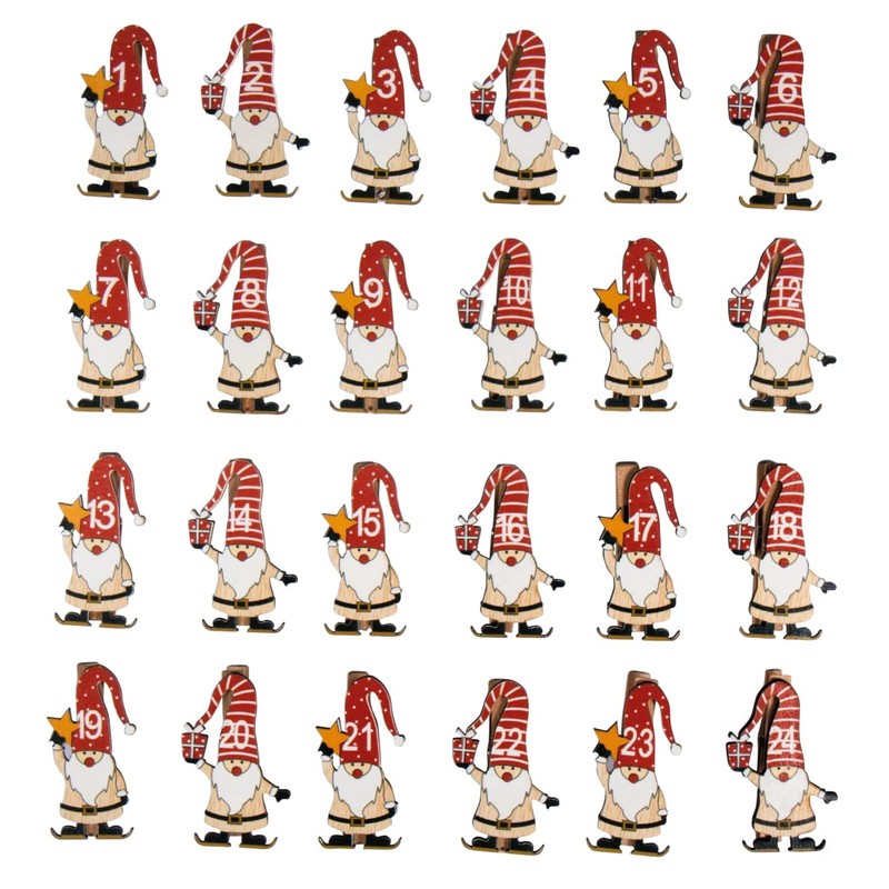 Rayher Cifre Calendario Santa 1-24 su Molletta, Colori Misti, 2.5x5cm,