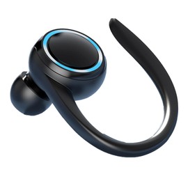 SENECESLI Single Bluetooth Earphones, Ear Hook Bluetooth Headphones, Noise Reduction, IPX4 Waterproof Stereo Single Ear Headset for Driving, Sports, Gaming (Black)