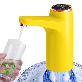 BIMVER Water Dispenser for 5 Gallon Bottle, 600ml Quantitative Water Pump,2 Colors Power Light,Portable USB Charging Bottle Pump,Multipurpose Dispenser for Home Camping for 2-5 Gallon, Yellow