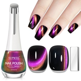 SUPWEE Magnetic Nail Polish Quick Dry Cat Eye Nail Polish Non Gel for Fingernail Air Drying Fast Lacquer Manicure Gift For Women Girls 16ml, 0.54fl oz