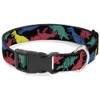 Buckle-Down PC-W30427-NL Dog Collar Plastic Clip Buckle, 1/2"x9"-15", Dinosaurs Black/Multi