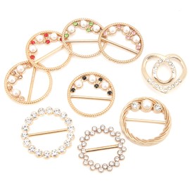 Zerodis Clip de Bufanda de Diamantes de Imitación Clips de Camiseta Elegante Hebilla 9 Piezas Clips de Bufanda Anillo Camisa Simplista Corbatas Clips Broche de Anillo para Mujer