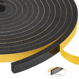 Yotache Foam Rubber Sealing Strip, Compriband, 12 mm (W) x 10 mm (D) Insulating Tape, Window Door Seal, Rubber Seal, Sound Insulation Foam Tape (2 Rolls Each 2 m Long)