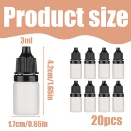 EIR Pack of 20 Liquid Bottles, Pipette Bottles, 15 ml, Mini Bottles for Filling, Dropper Bottle, Empty Plastic Bottles, Travel Bottles, Liquid Bottles, Squeeze Bottles, Dosing Bottles with Child Lock