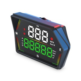 MIOLLYBO Car HUD Headup Display KM/H MPH Digital Speedometer with OBD+GPS Smart Gauge, Overspeed Alarm Fatigued Driving Alert, LED Large Font Display with USB-C Port for Car Truck SUV Motorcycle