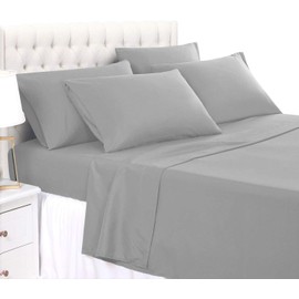 4Pcs Full XL Sheets Set 800 T C 100% Soft and Smooth Organic Cotton Sheets Set for Bed Single Ply Bedding Sheets Set Fits Mattress Upto 20'' Deep Pocket (Full XL Charcoal)