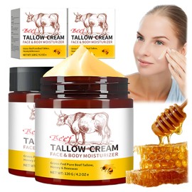 2pack Beef Tallow balm for Skin care, Balm for Skin Hydration, Grass-Fed Beef Tallow & Honey Balm, Tallow Face Moisturizer (2 * 120ml)