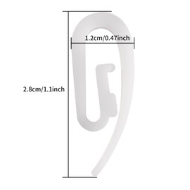 Magnesis White Plastic Curtain Hooks for Door Curtain,Window Curtain,Curtain Header Tape Drapery Hooks 105 Pack 2.8x1.2cm……