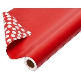 American Greetings Birthday Wrapping Paper, Solid Red and White Polka Dots (1 Jumbo Roll, 175 sq. ft.)