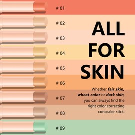 FREEORR Color Correcting Concealer Stick,Under Eye Corrector for Dark Circles & Conceals Blemishes Color Corrector Pen,Smooth Buildable,2.5g/0.08oz,06