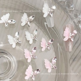e-World Mini Aurora Ribbon Butterfly Flower Gel Nail Parts / e세상 미니 오로라 리본 나비 꽃 젤네일파츠