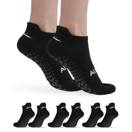 ALONG FIT 3/4 Pairs Non Slip Grips Sock for Women Men Pilates Yoga Socks for Barre Hospital Barefoot Grippy Sock