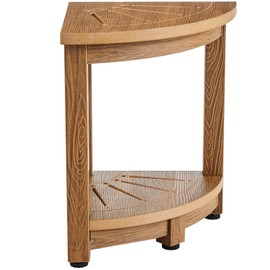 Happybuy Corner Shower Bench - 16.5" Height, 12.8" Radius, Faux Wood Grain, 350 LBS, Storage Shelf