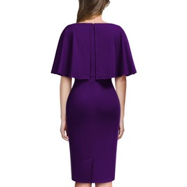 AISIZE Women's Elegant Batwing Cape with Bow Cocktail Party Dress Purple