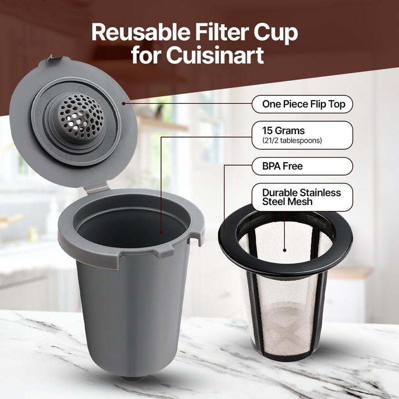 Reusable Filter Cups for Cuisinart Coffee Makers, Compatible with Cuisinart