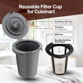Reusable Filter Cups for Cuisinart Coffee Makers, Compatible with Cuisinart #SS-RFC HomeBarista - Premium Refillable Cups for Cuisinart Single Serve Coffee Machines (1 Pack with 1 Mesh Filter)